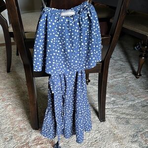 Blue and cream Addie strapless dress, size small